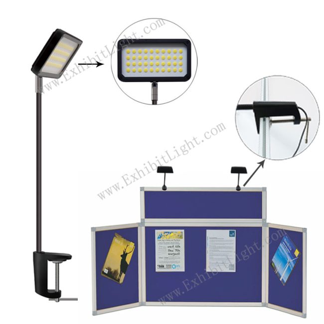 portable display boards long arm clip lighting