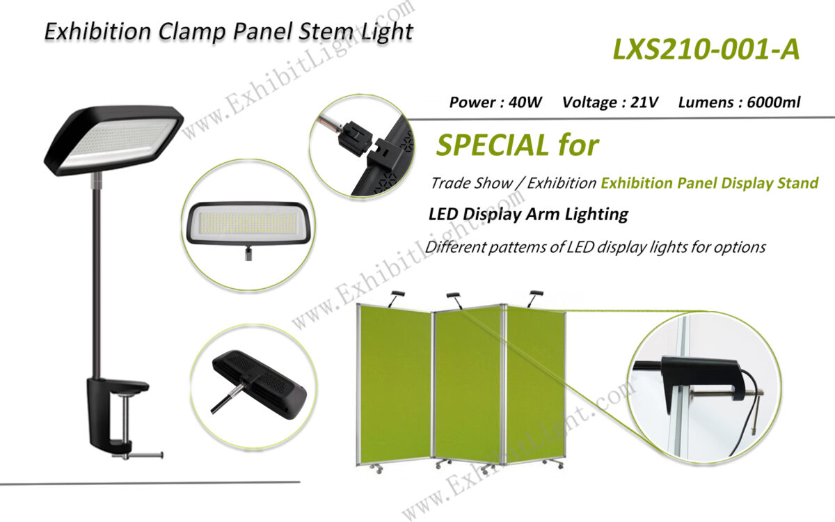 Exhibition Clamp Panel Stem Light, LXS210-001-A