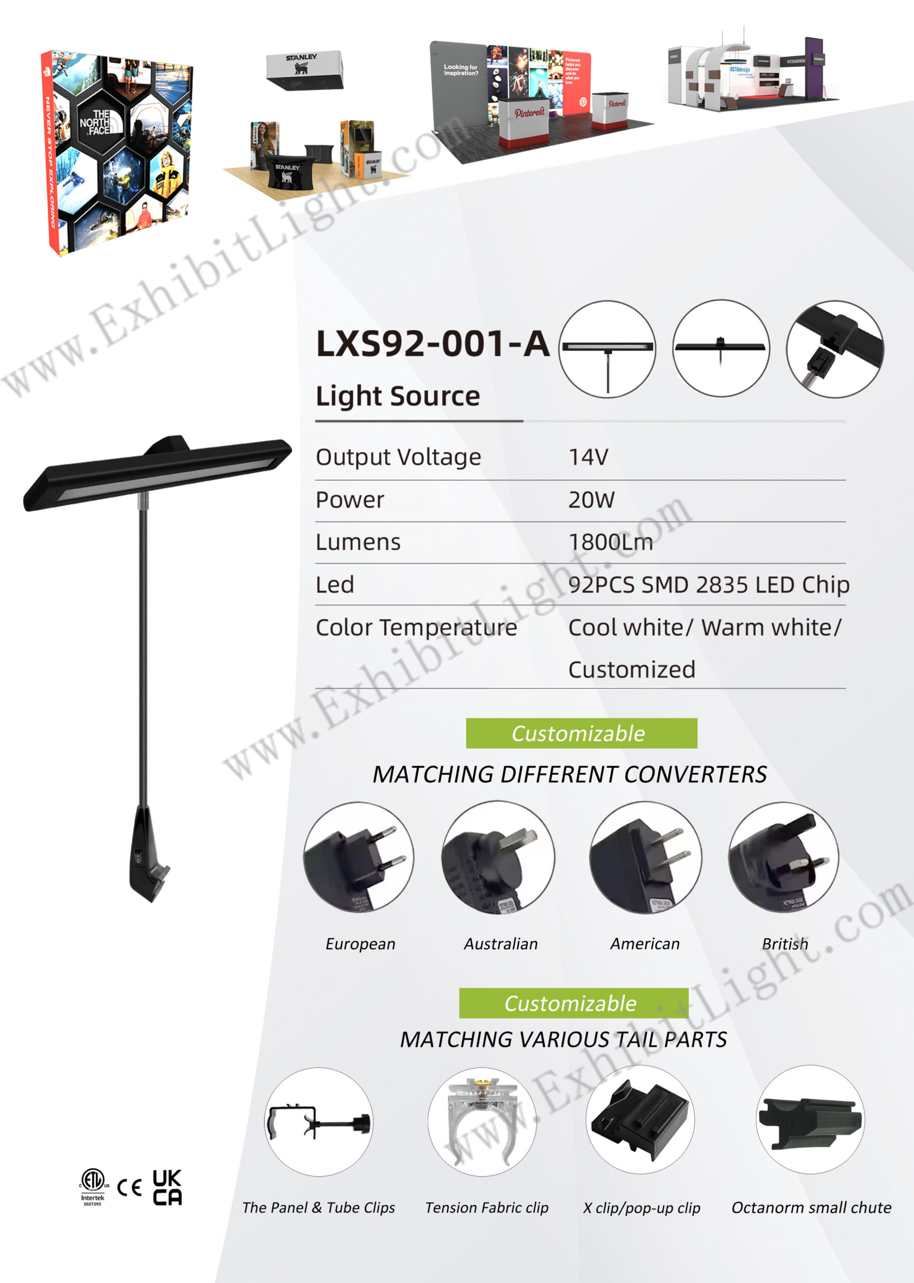 modern long strip exhibition display led light lxs92-001-a
